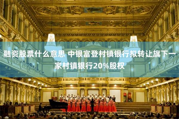 融资股票什么意思 中银富登村镇银行拟转让旗下一家村镇银行20%股权